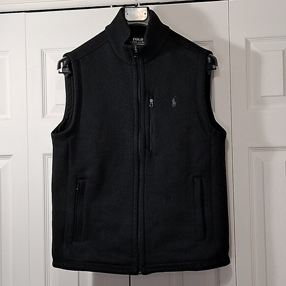 Polo Ralph Lauren Performance Fleece Vest Black Pony Logo Full Zip Black - Picture 1 of 10